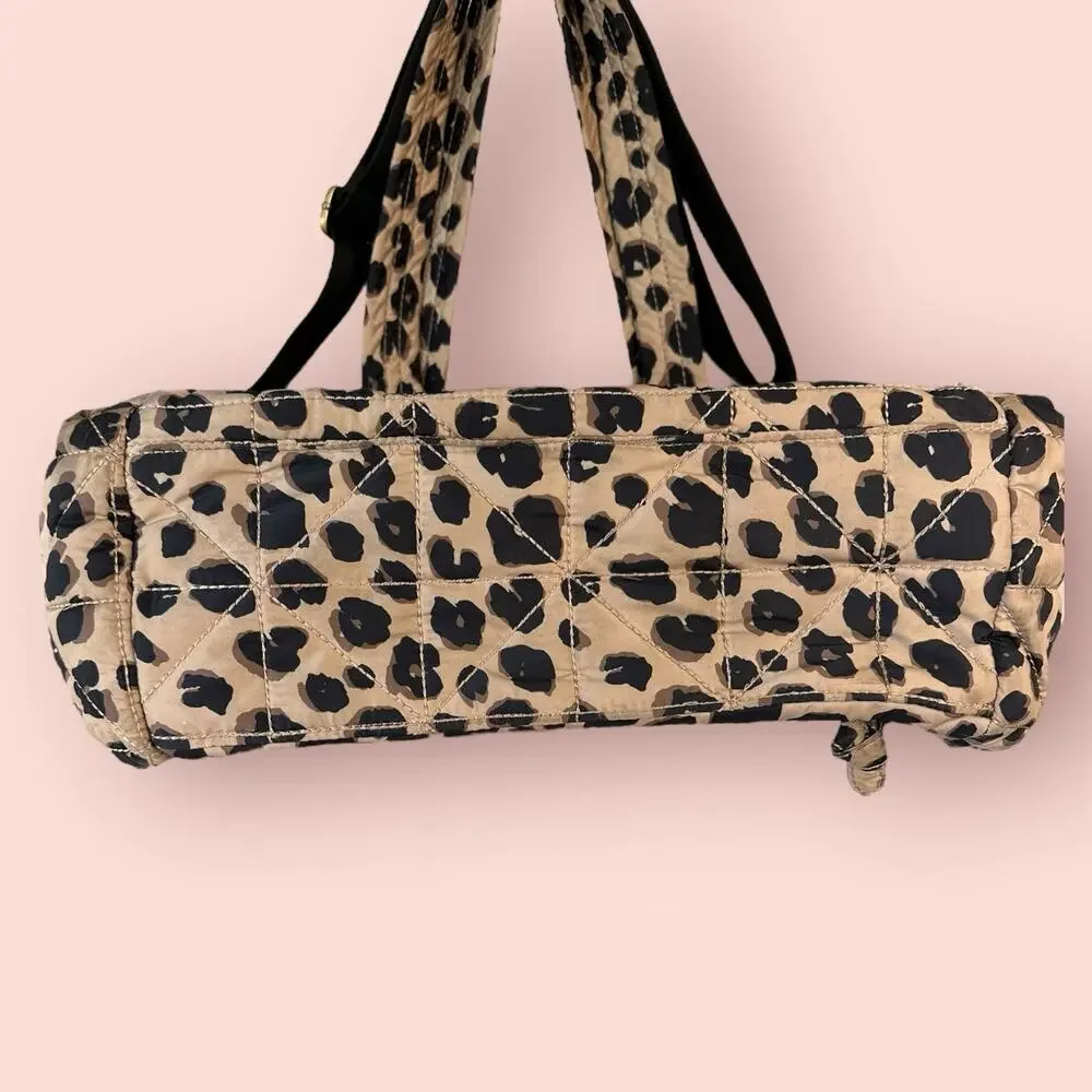 TWELVElittle Beige Leopard Carry Love Tote Diaper Bag Quilted Shoulder Purse